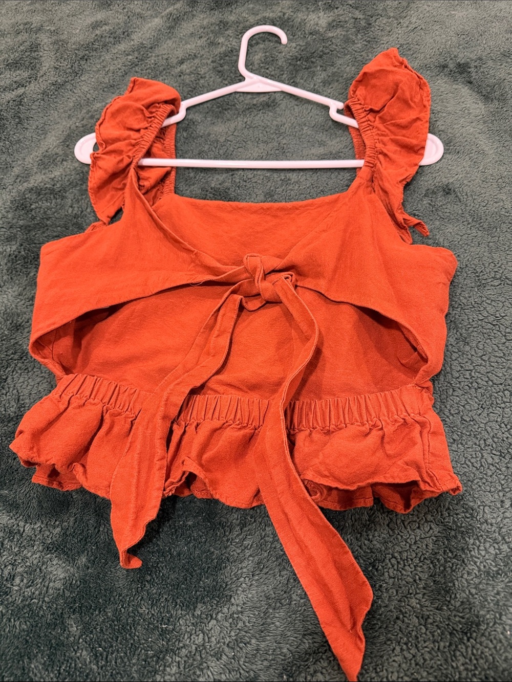 Express Red Ruffle Crop Top - Picture 3 of 3